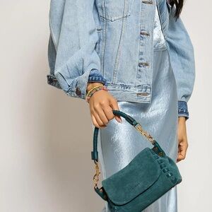 Aimee Kestenberg Teal Suede Mini Top-Handle Bag